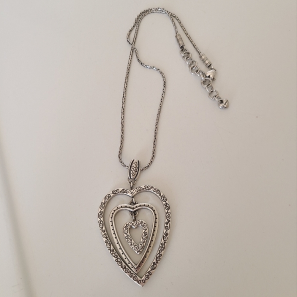 BRIGHTON SILVER TRIO HEART NECKLACE